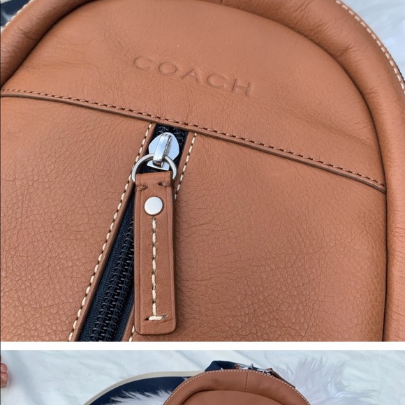 Coach one shoulder brown leather mens backpack. - Picture 2 of 9